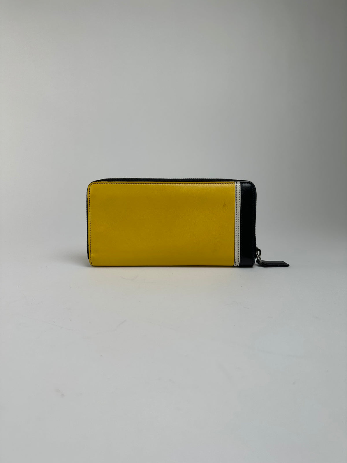 Vintage Emilio Pucci Zip-Around Leather Wallet Yellow Black White