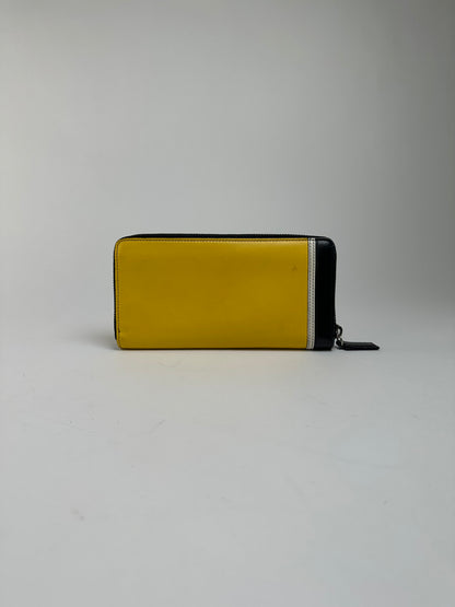 Vintage Emilio Pucci Zip-Around Leather Wallet Yellow Black White