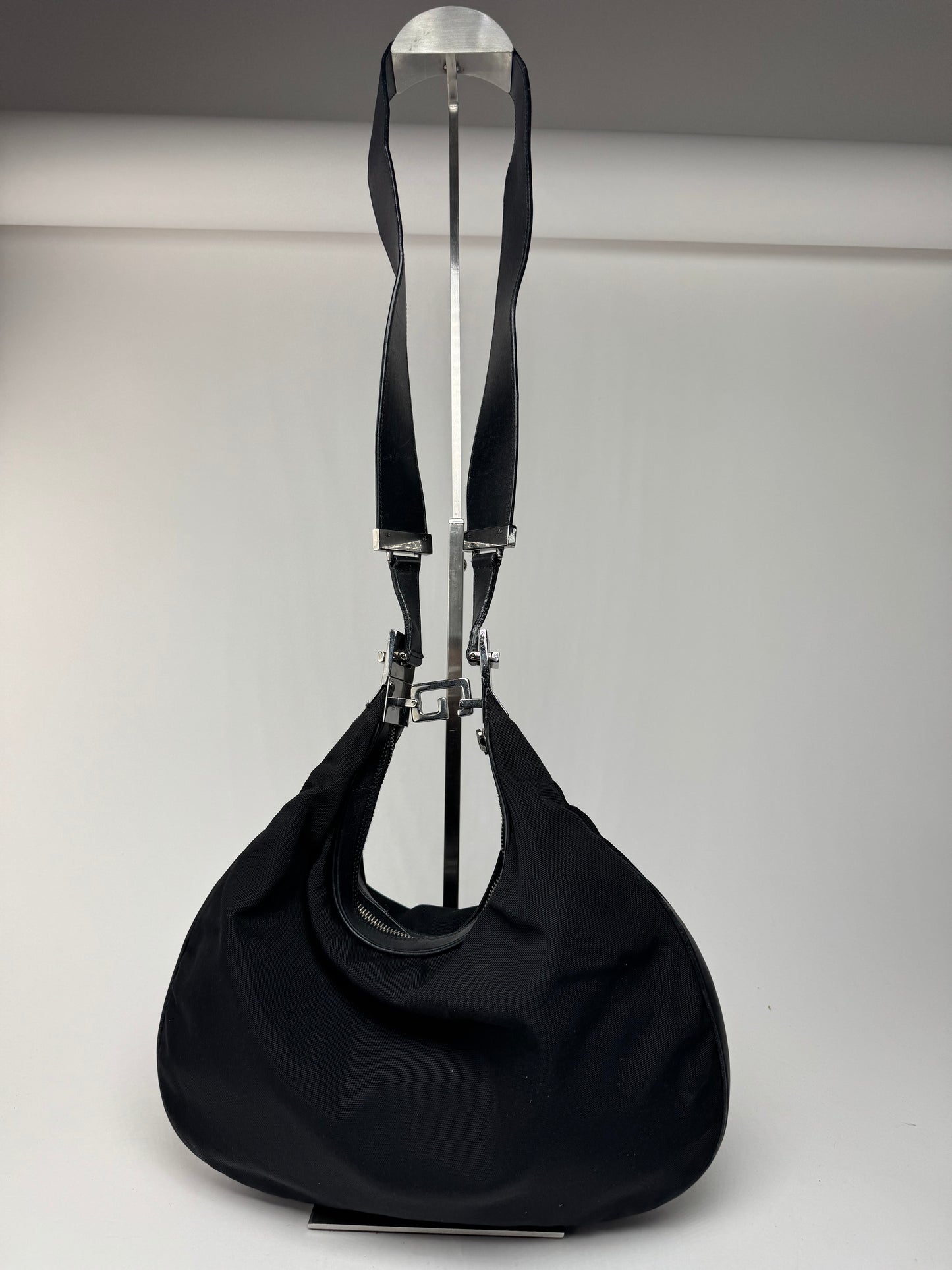 Sac à main vintage Gucci Tom Ford 2Way en toile et cuir noir
