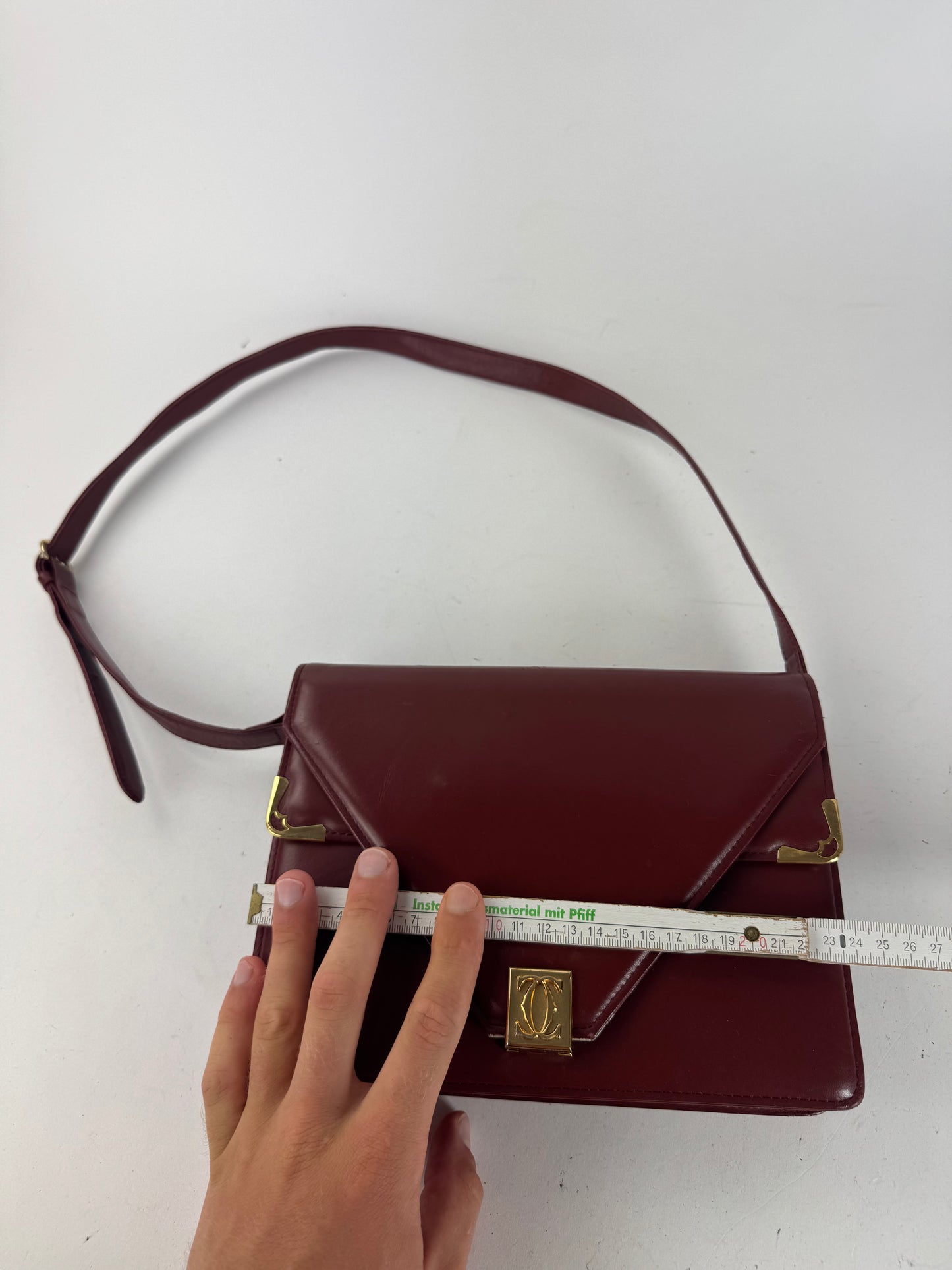 Vintage Cartier Crossbody Leather Bag Burgundy