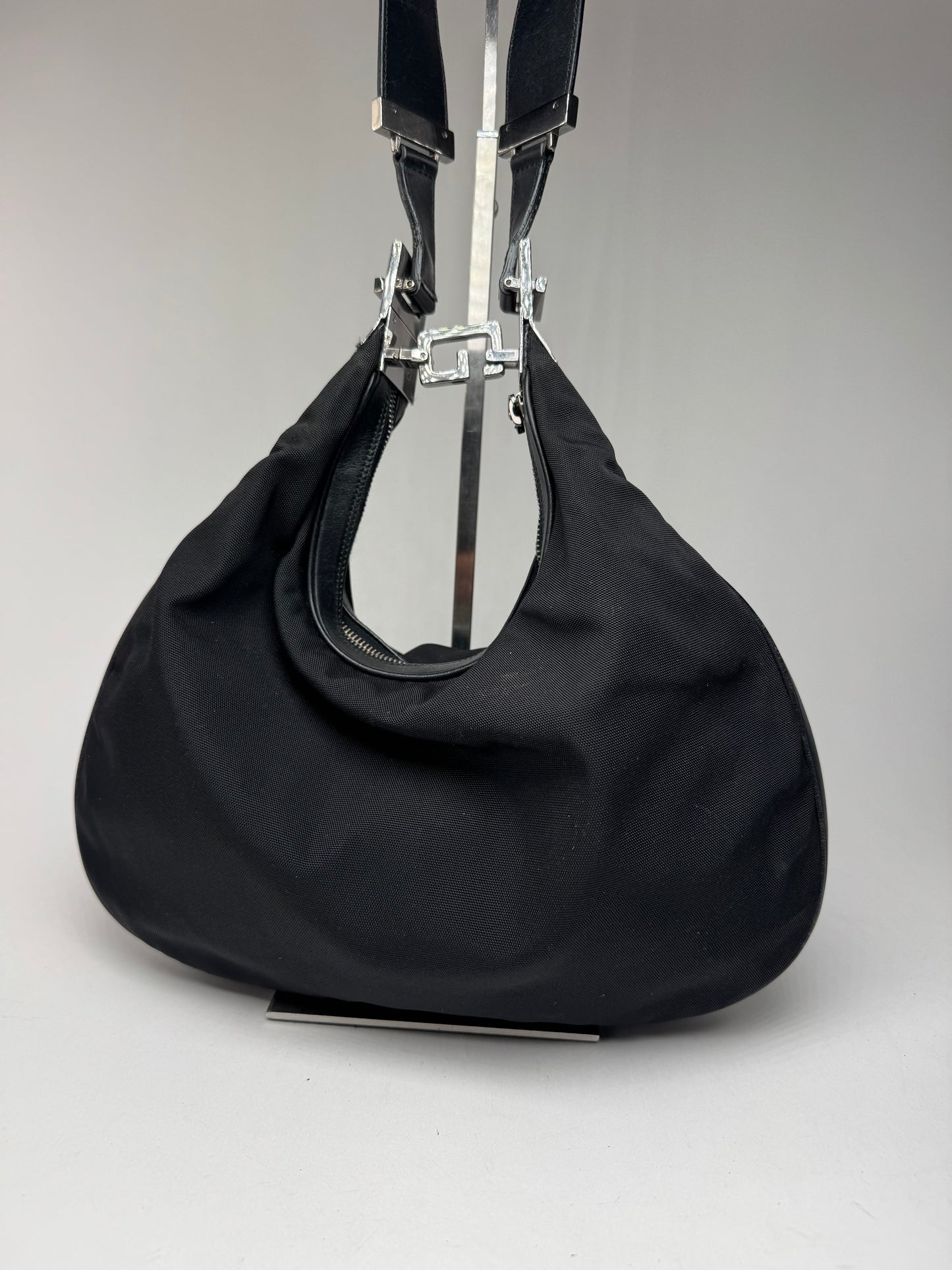 Sac à main vintage Gucci Tom Ford 2Way en toile et cuir noir