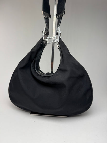 Sac à main vintage Gucci Tom Ford 2Way en toile et cuir noir