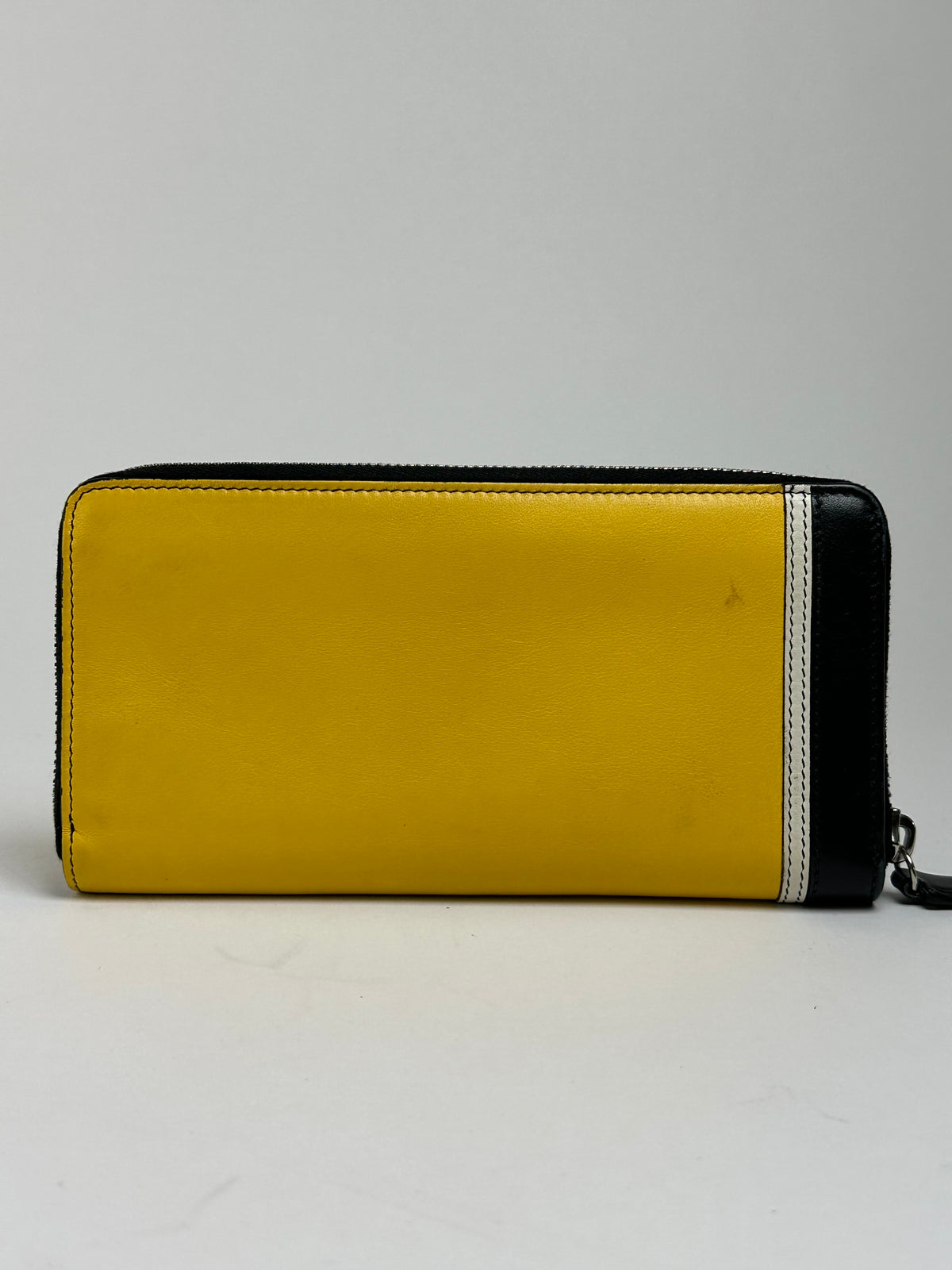 Vintage Emilio Pucci Zip-Around Leather Wallet Yellow Black White