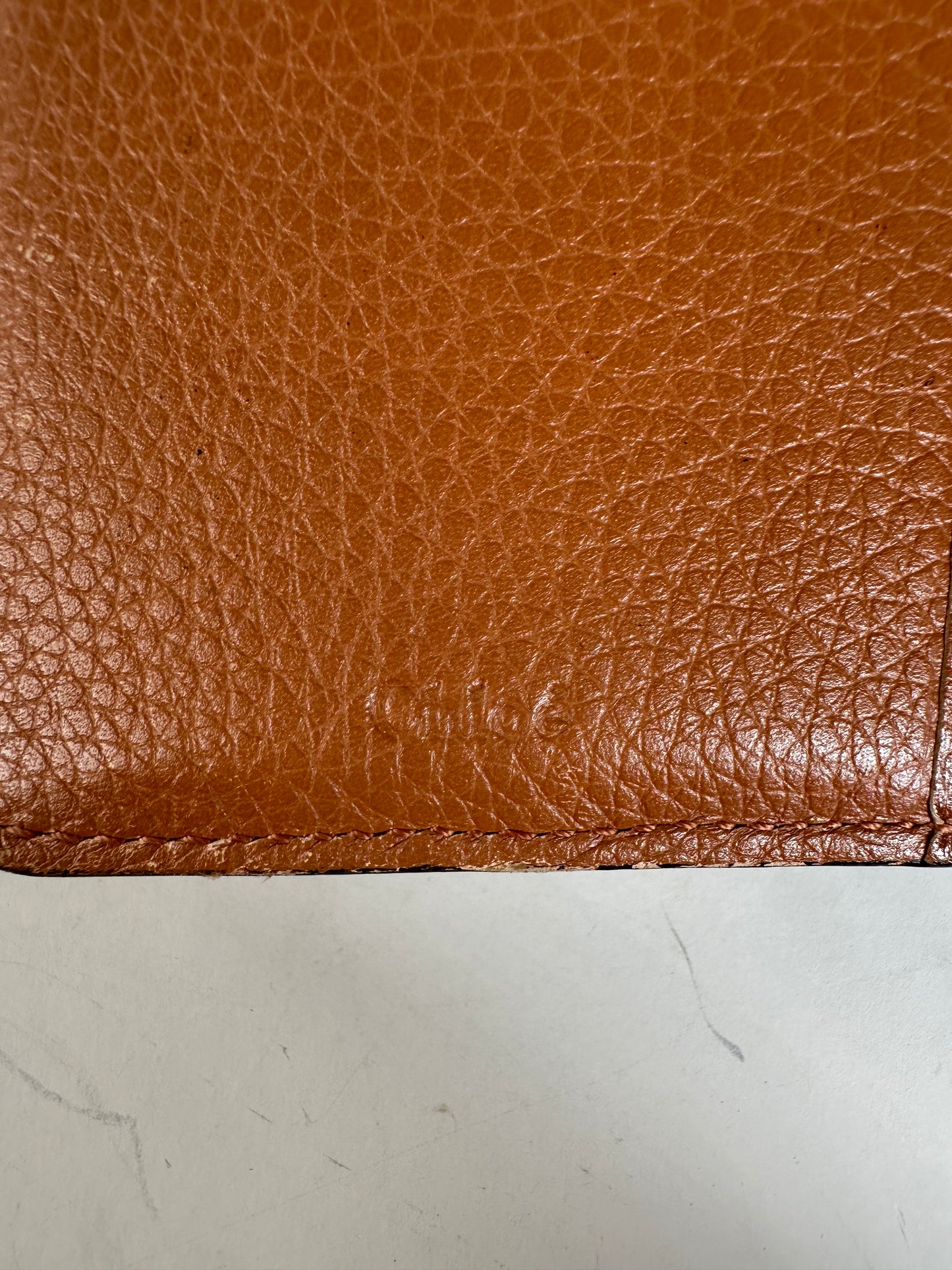 Vintage Chloe Pebbled Leather Wallet Tan Gold