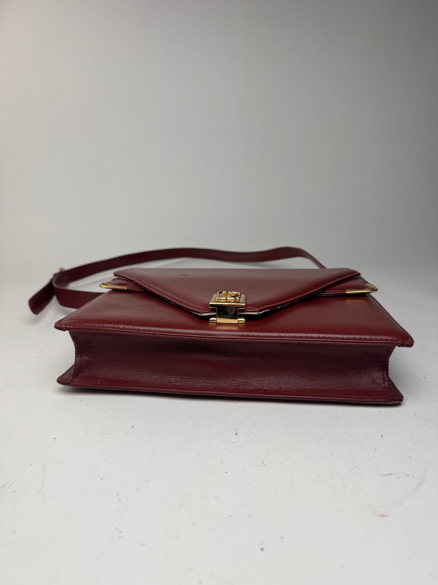 Vintage Cartier Crossbody Leather Bag Burgundy