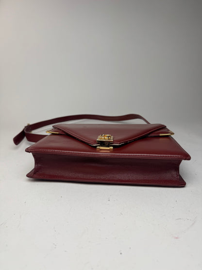 Vintage Cartier Crossbody Leather Bag Burgundy