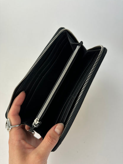 Vintage Emilio Pucci Zip-Around Leather Wallet Yellow Black White