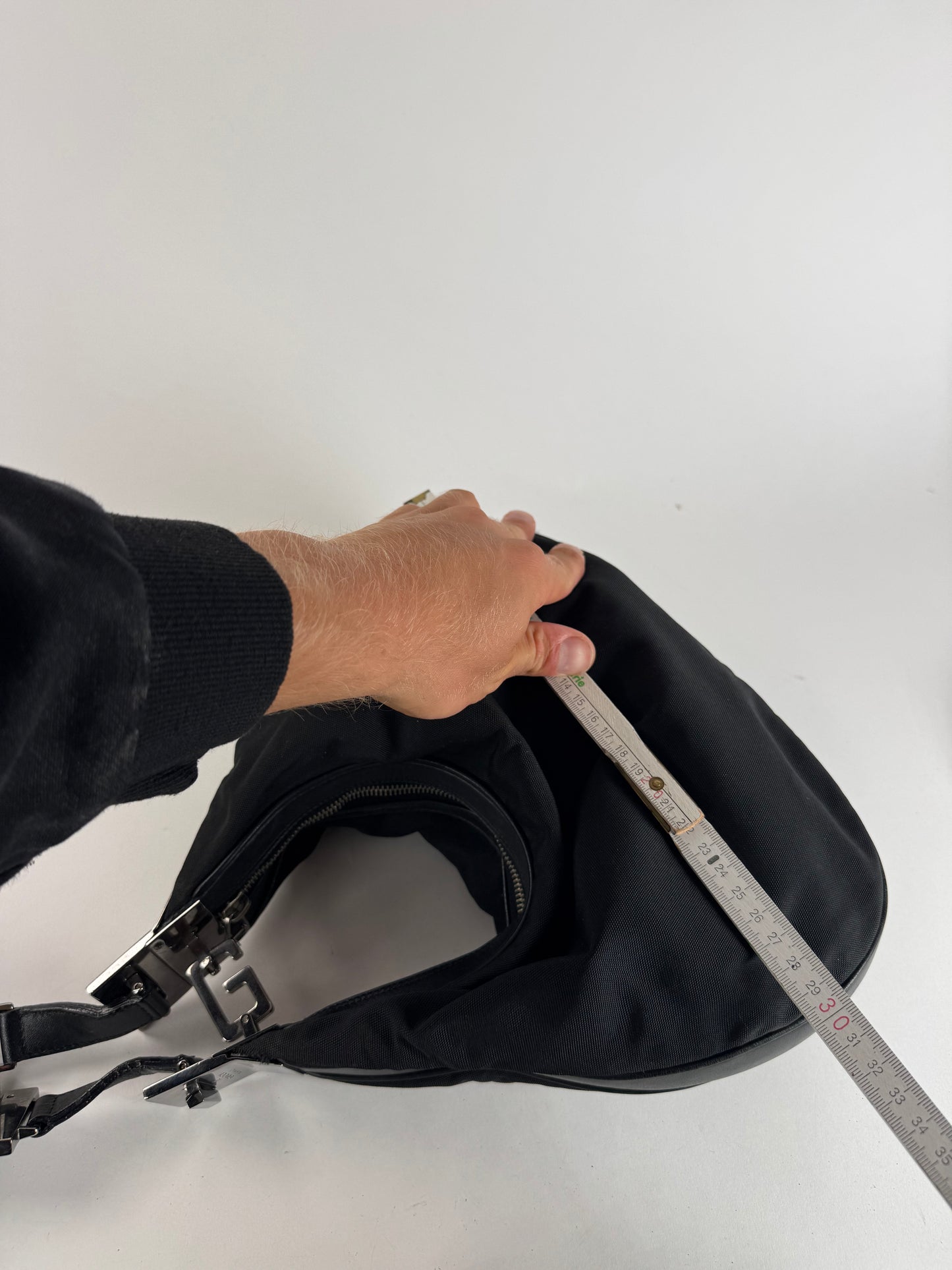 Sac à main vintage Gucci Tom Ford 2Way en toile et cuir noir