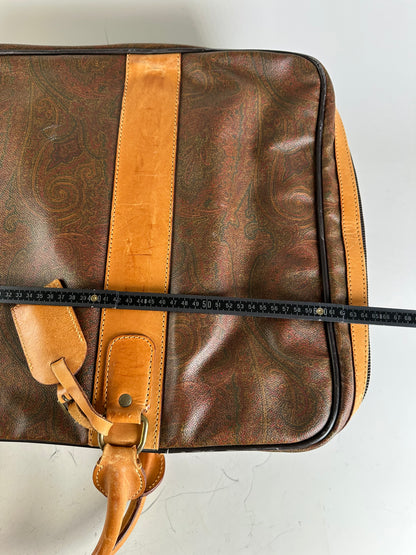 Vintage Etro Coated Canvas Travel Bag Brown Tan