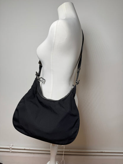 Sac à main vintage Gucci Tom Ford 2Way en toile et cuir noir