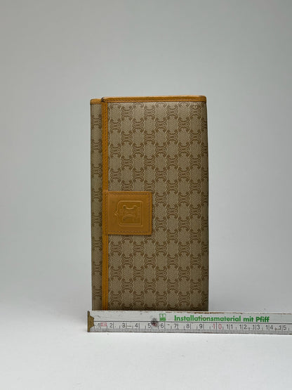 Vintage Celine Triomphe Monogram Leather wallet beige Brown