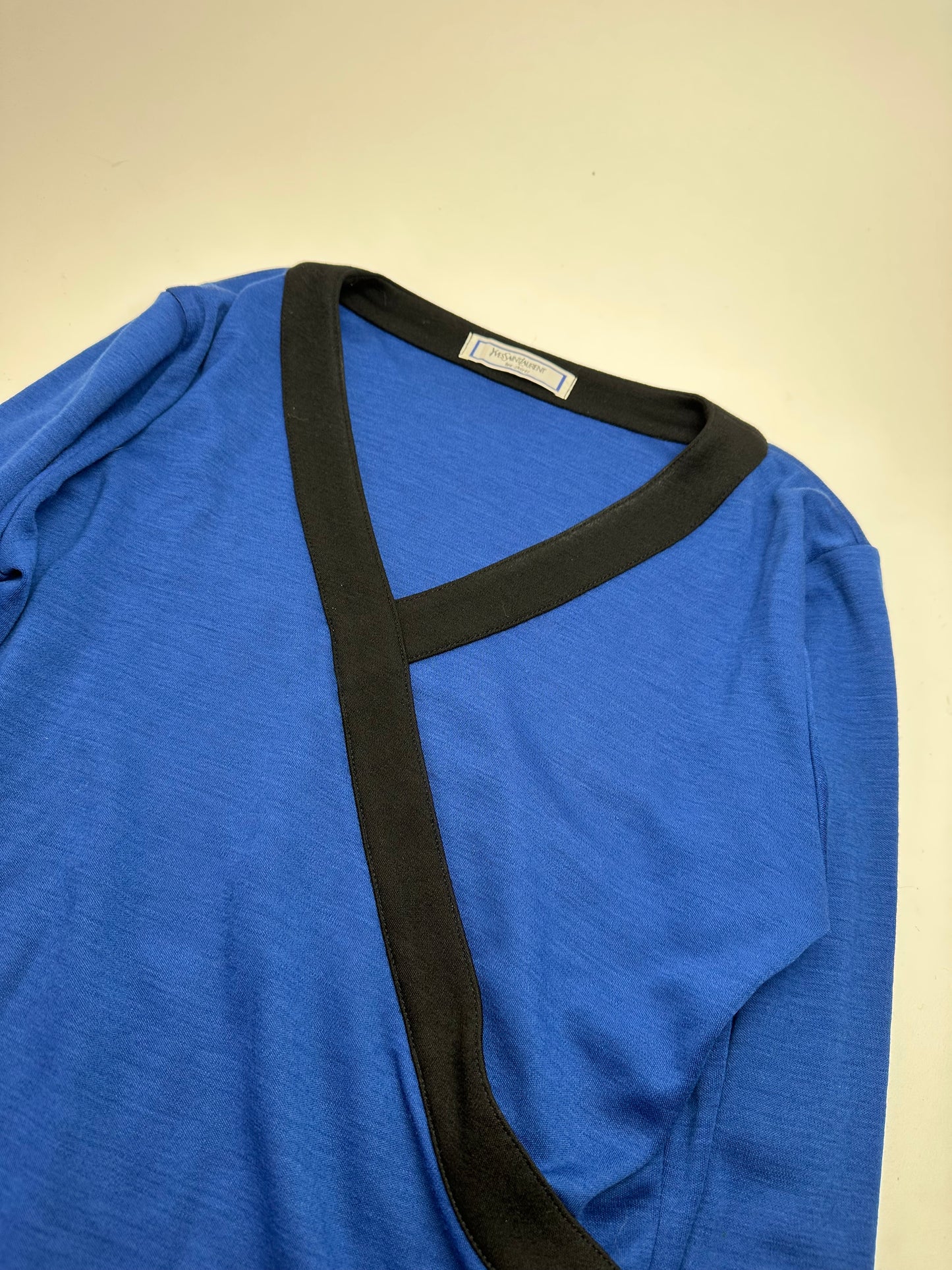 Vintage Yves Saint Laurent Vneck Sweater Blue Black