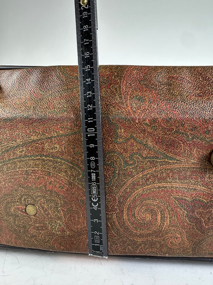 Vintage Etro Coated Canvas Travel Bag Brown Tan