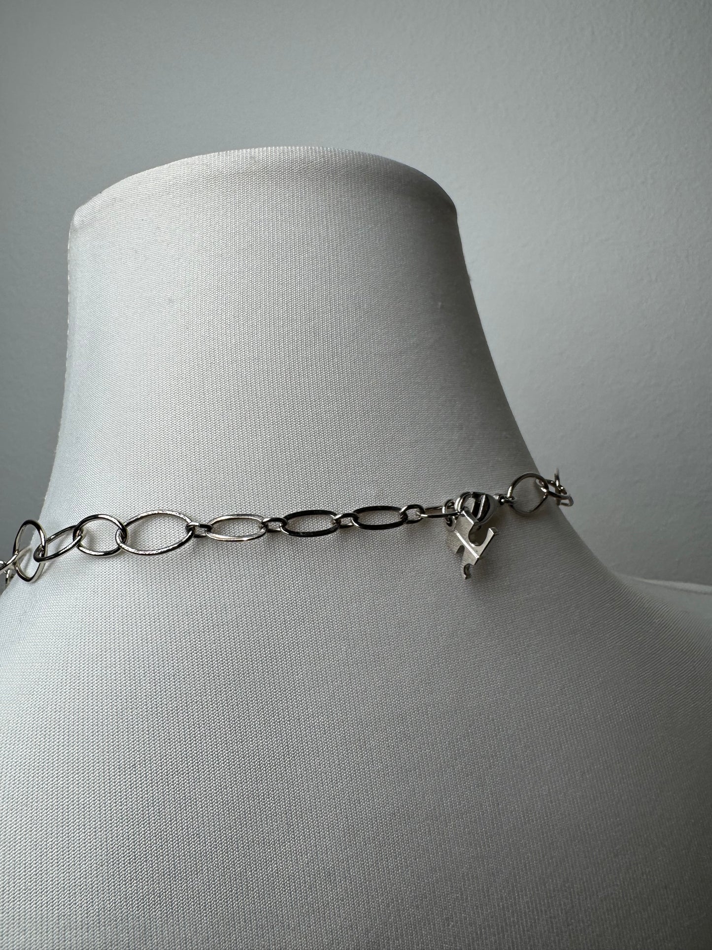 Vintage Courreges floral steel Collier Silver White