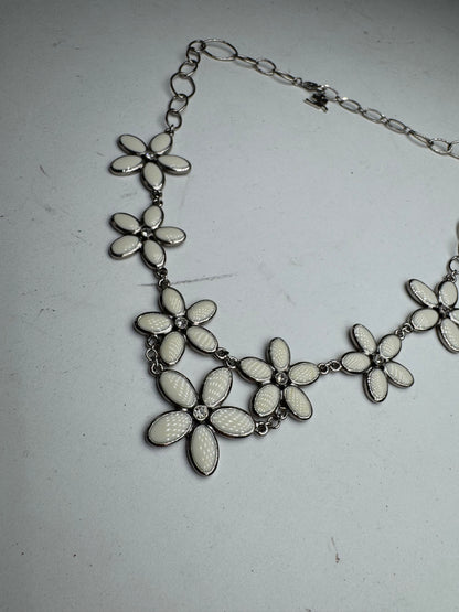 Vintage Courreges floral steel Collier Silver White