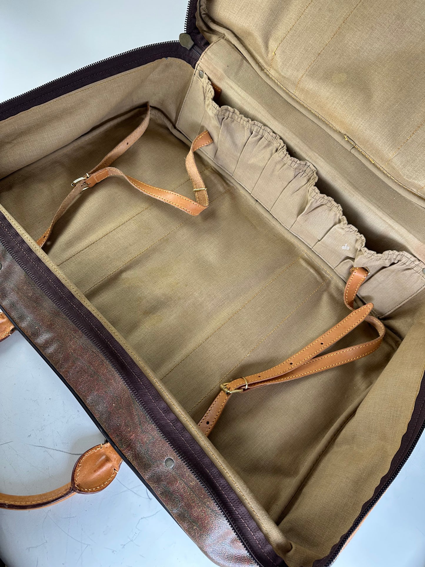 Vintage Etro Coated Canvas Travel Bag Brown Tan