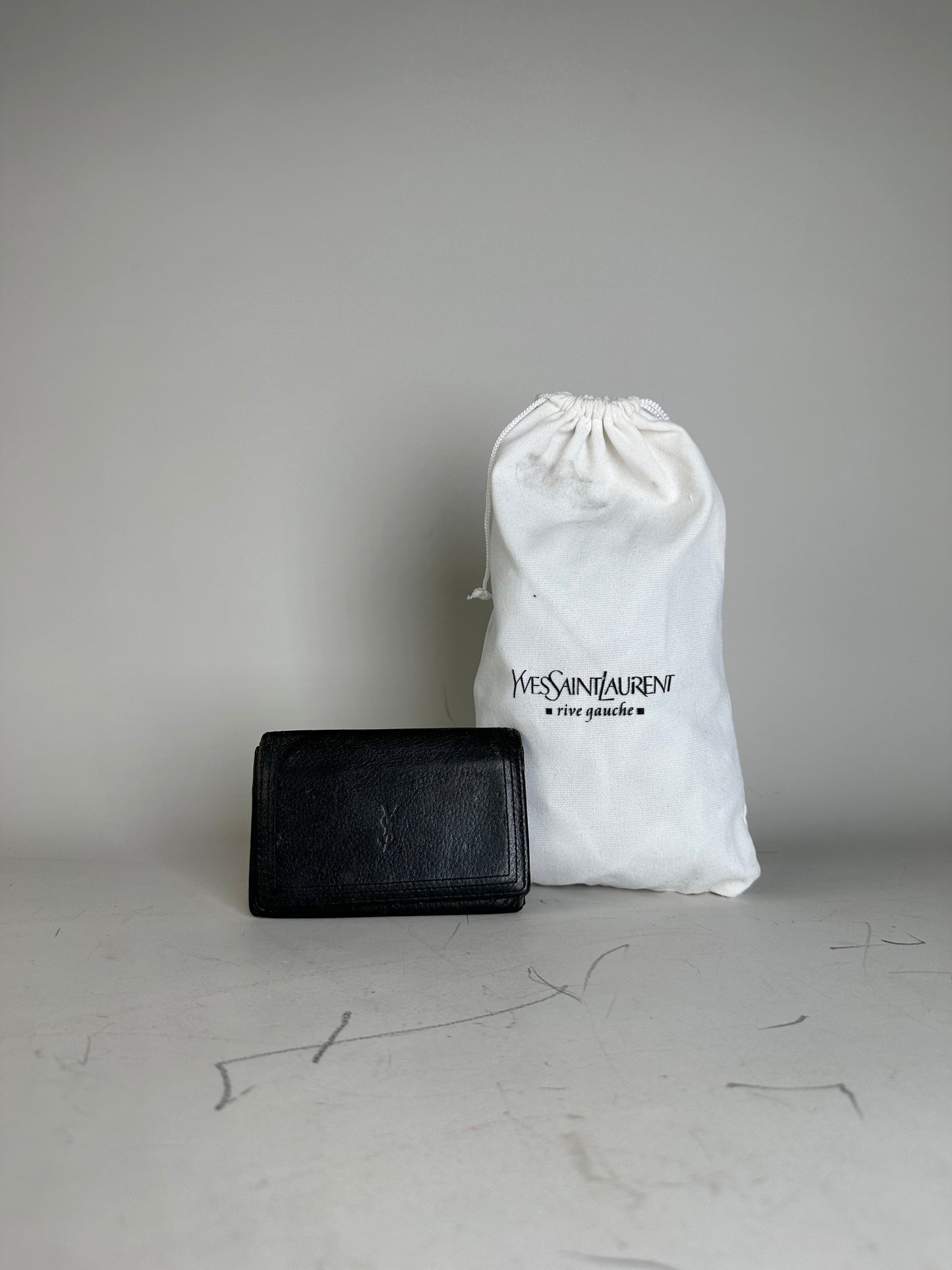 Vintage Yves Saint Laurent Leather Card Holder Black