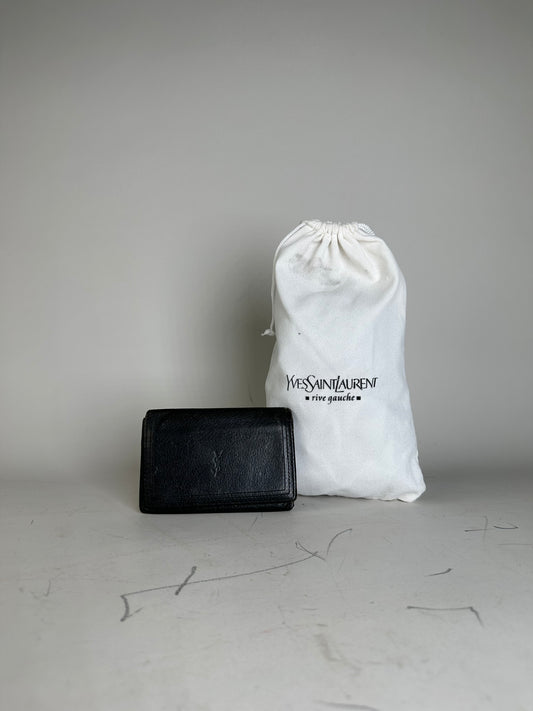 Vintage Yves Saint Laurent Leather Card Holder Black