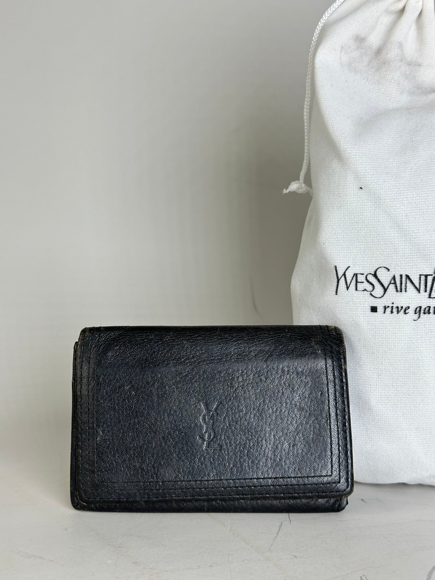 Vintage Yves Saint Laurent Leather Card Holder Black