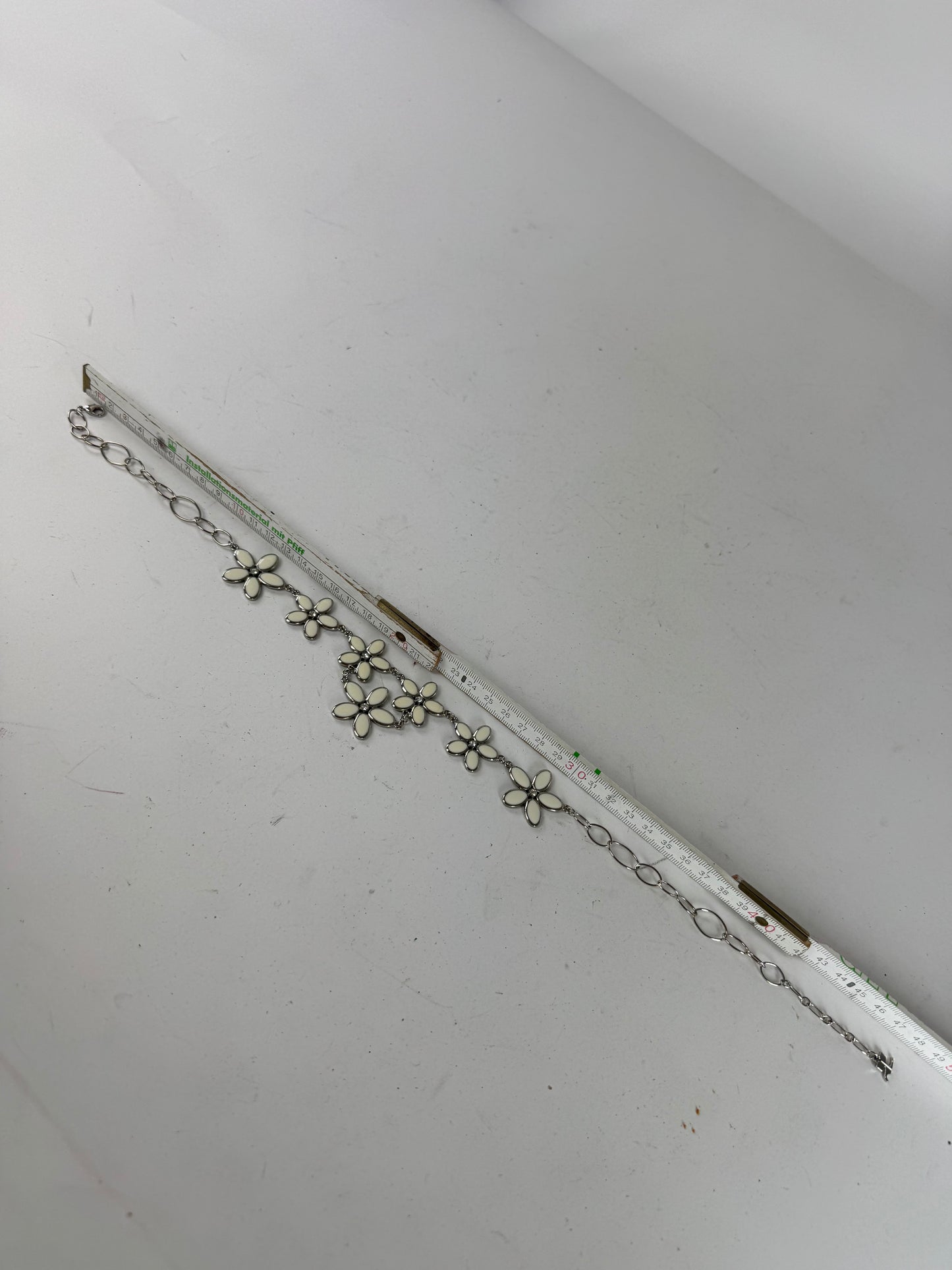 Vintage Courreges floral steel Collier Silver White