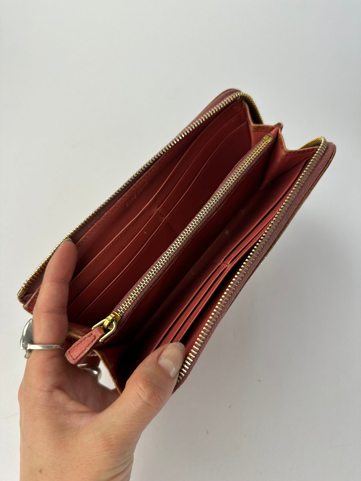 Vintage Miu Miu Crocodile-Effect Bifold Wallet c. Mid-2000s Light Brown