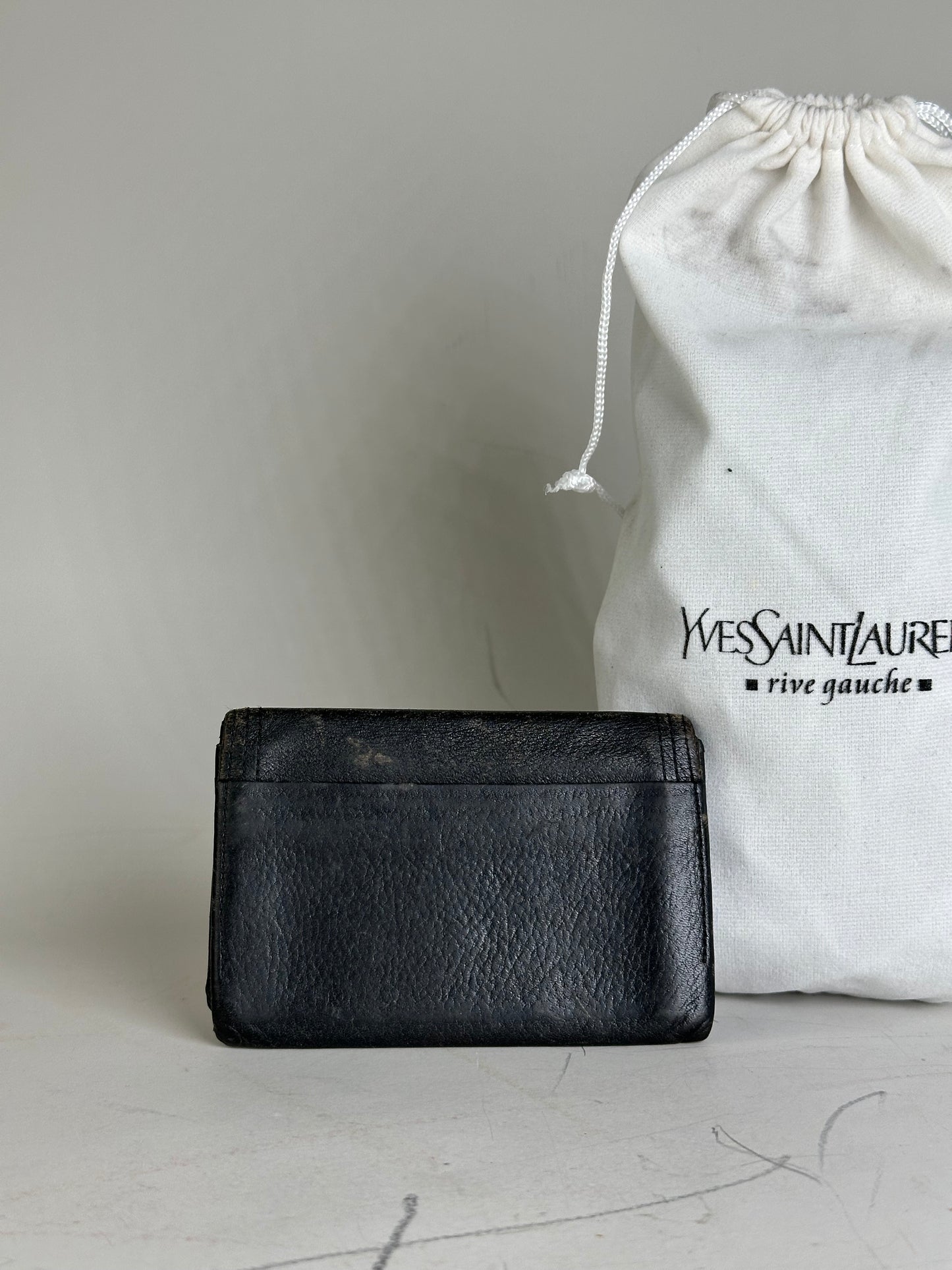 Vintage Yves Saint Laurent Leather Card Holder Black