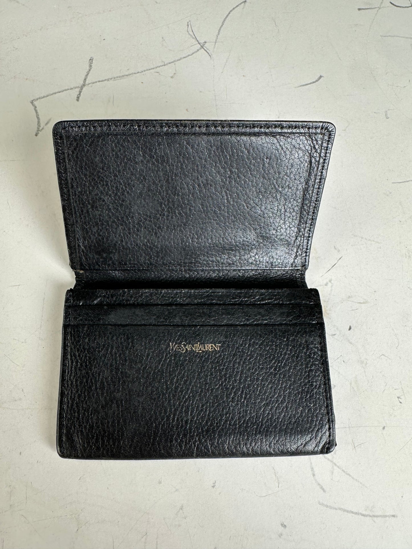 Vintage Yves Saint Laurent Leather Card Holder Black