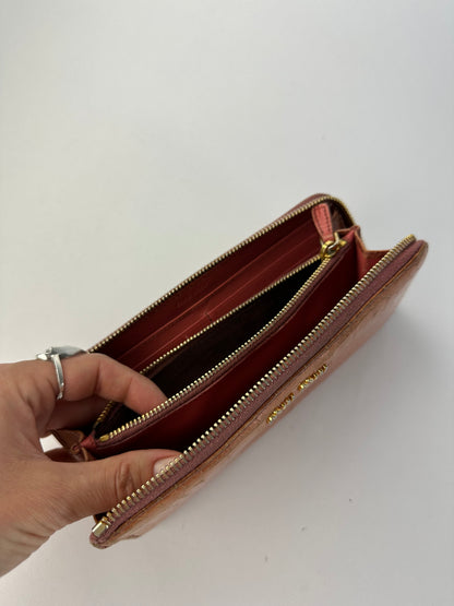 Vintage Miu Miu Crocodile-Effect Bifold Wallet c. Mid-2000s Light Brown