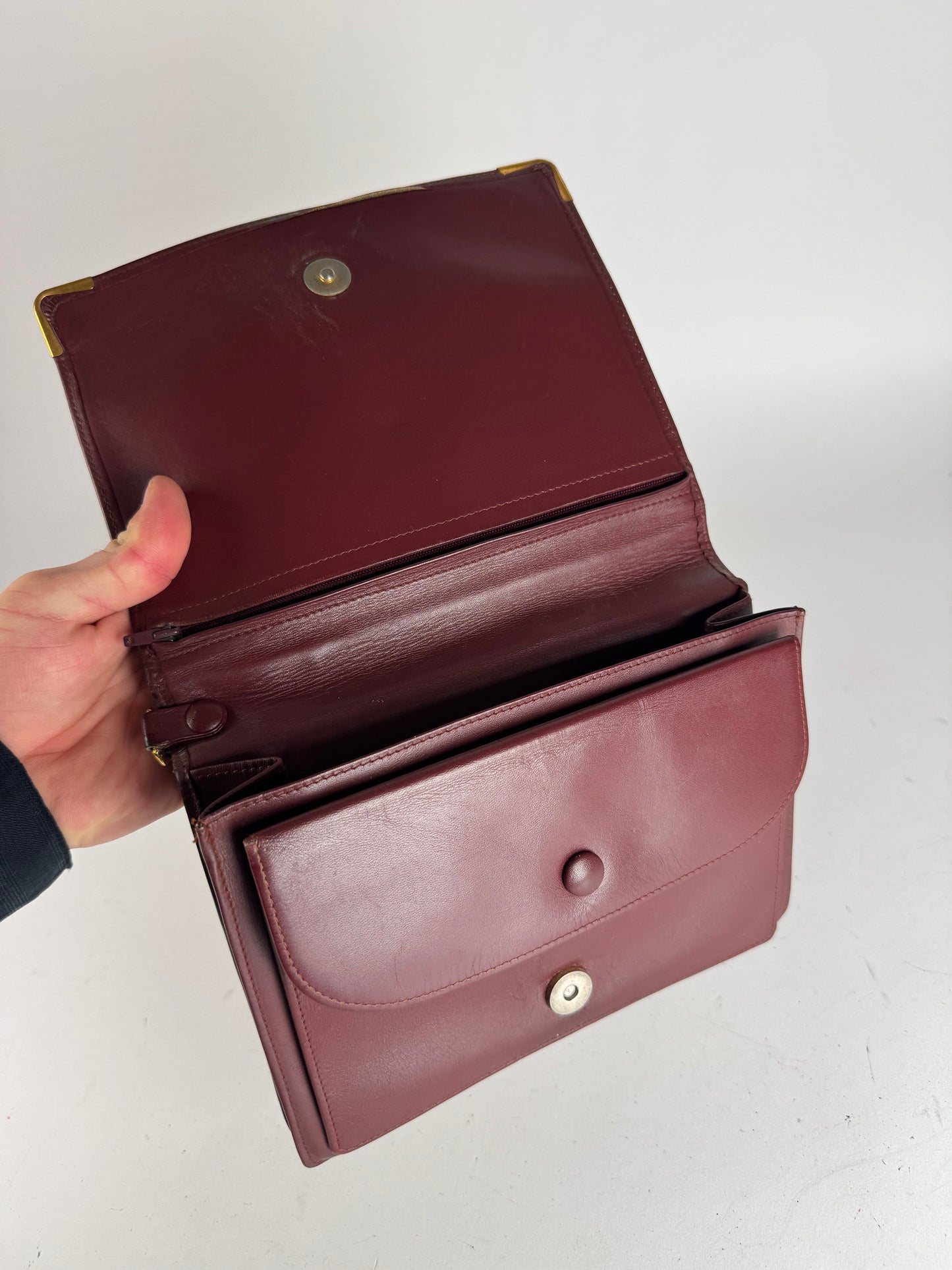 Vintage Cartier Leather Clutch Burgundy