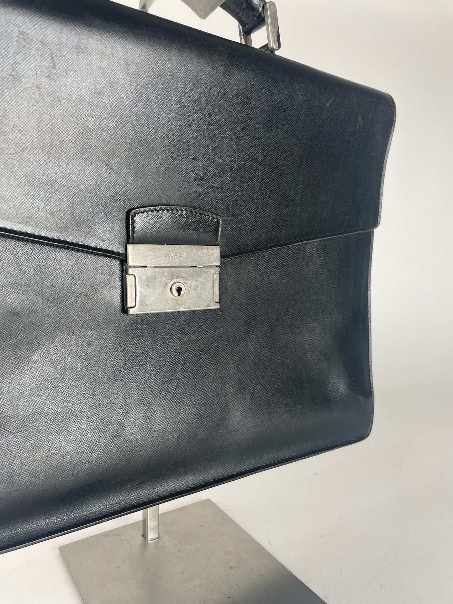 Vintage Prada Leather Briefcase Black