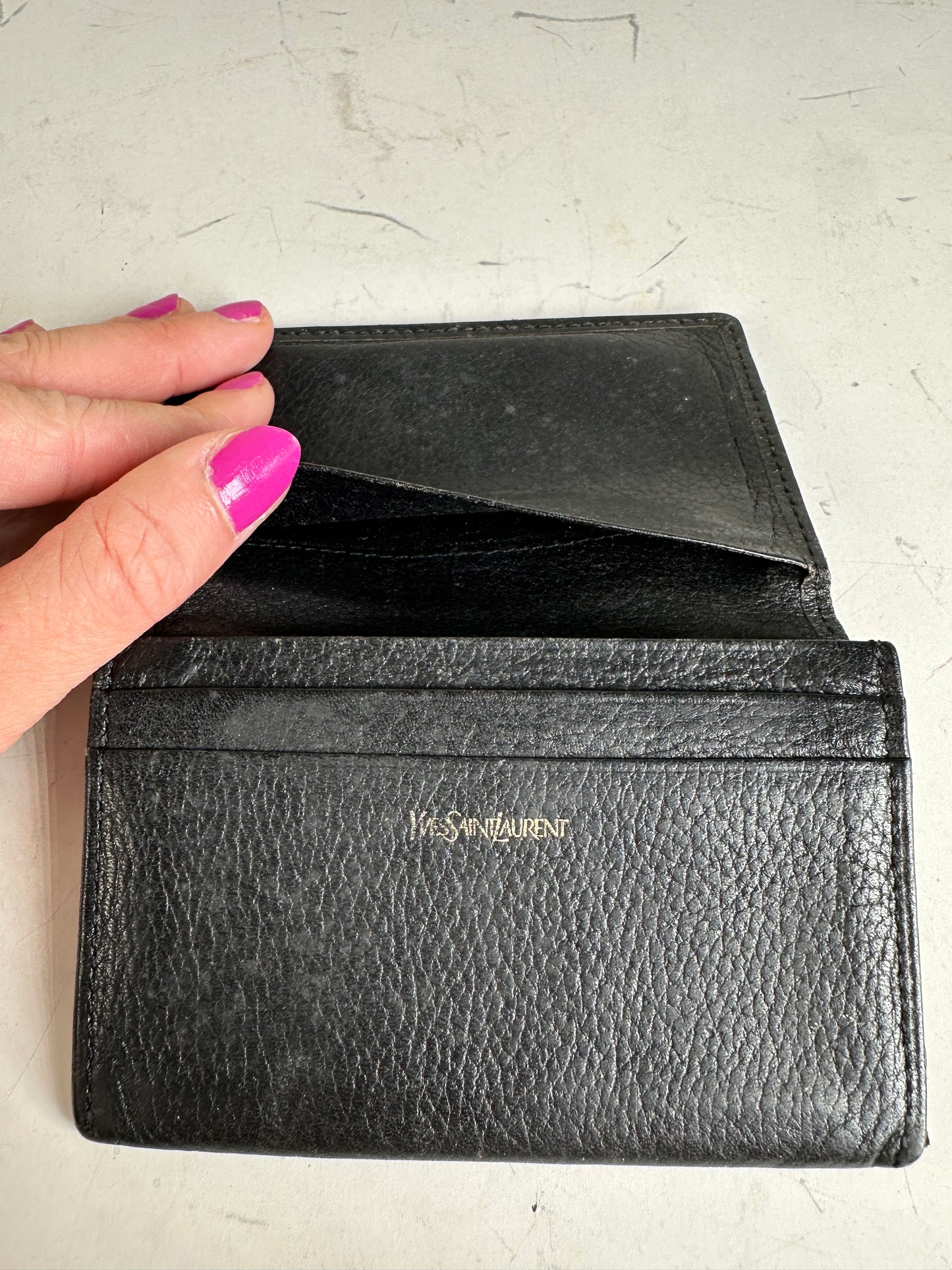 Vintage Yves Saint Laurent Leather Card Holder Black