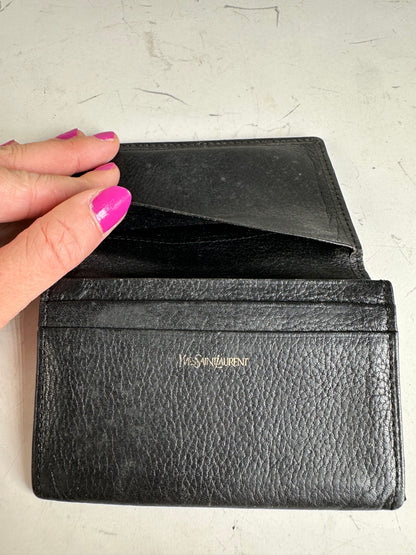 Vintage Yves Saint Laurent Leather Card Holder Black