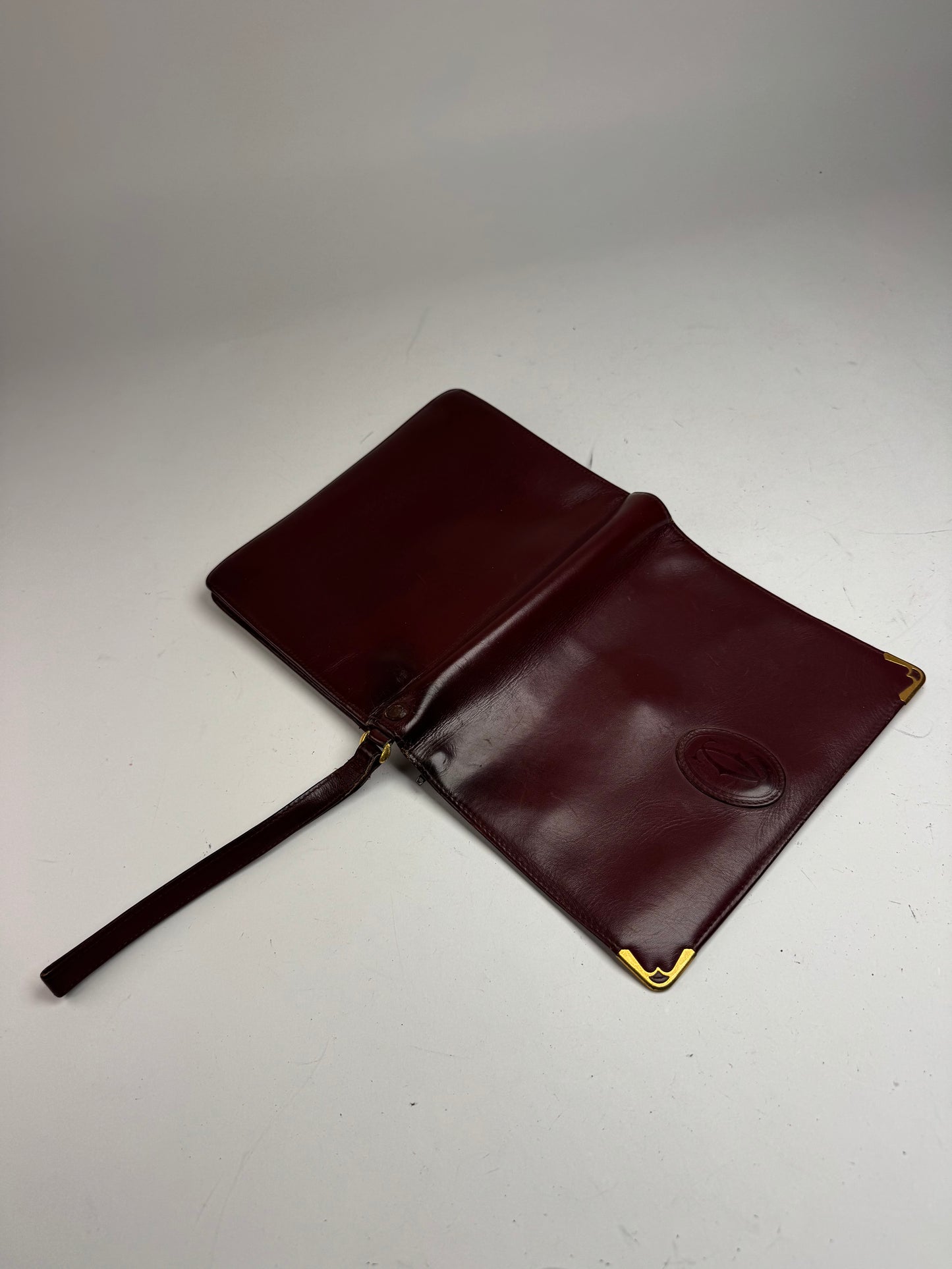 Vintage Cartier Leather Clutch Burgundy