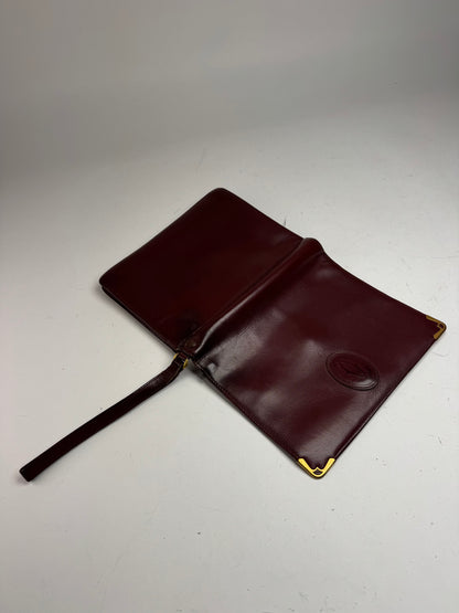 Vintage Cartier Leather Clutch Burgundy