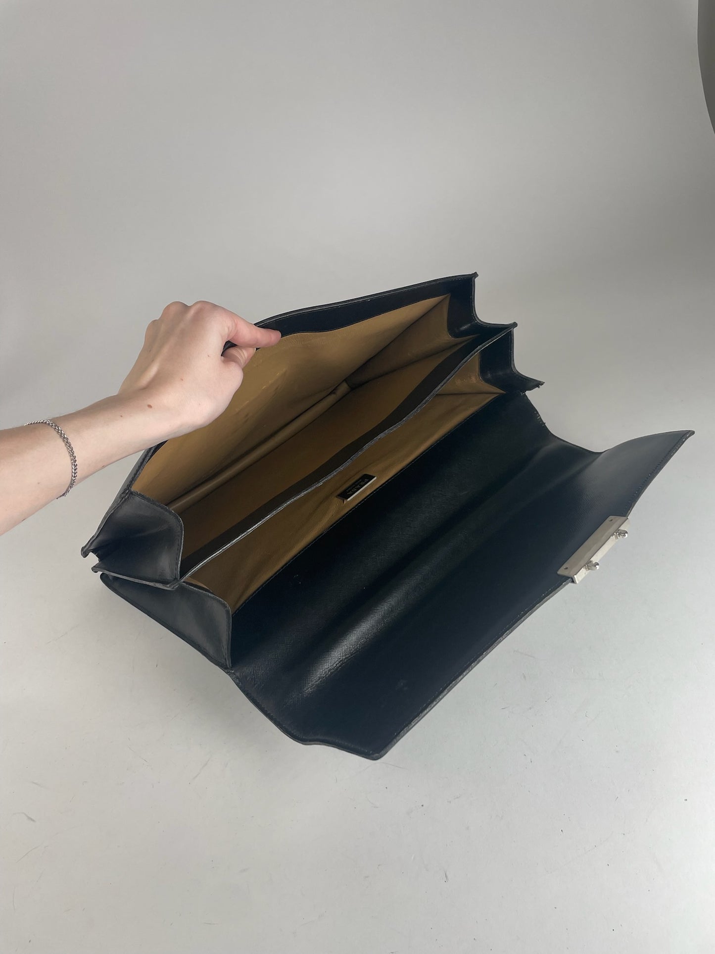 Vintage Prada Leather Briefcase Black