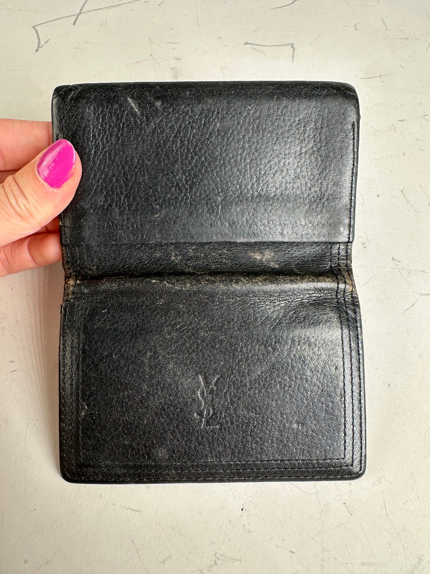 Vintage Yves Saint Laurent Leather Card Holder Black