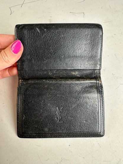 Vintage Yves Saint Laurent Leather Card Holder Black