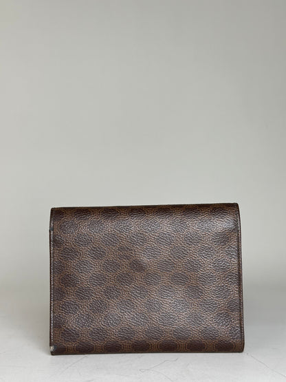 Vintage Celine Embossed Leather Wallet Brown Gold