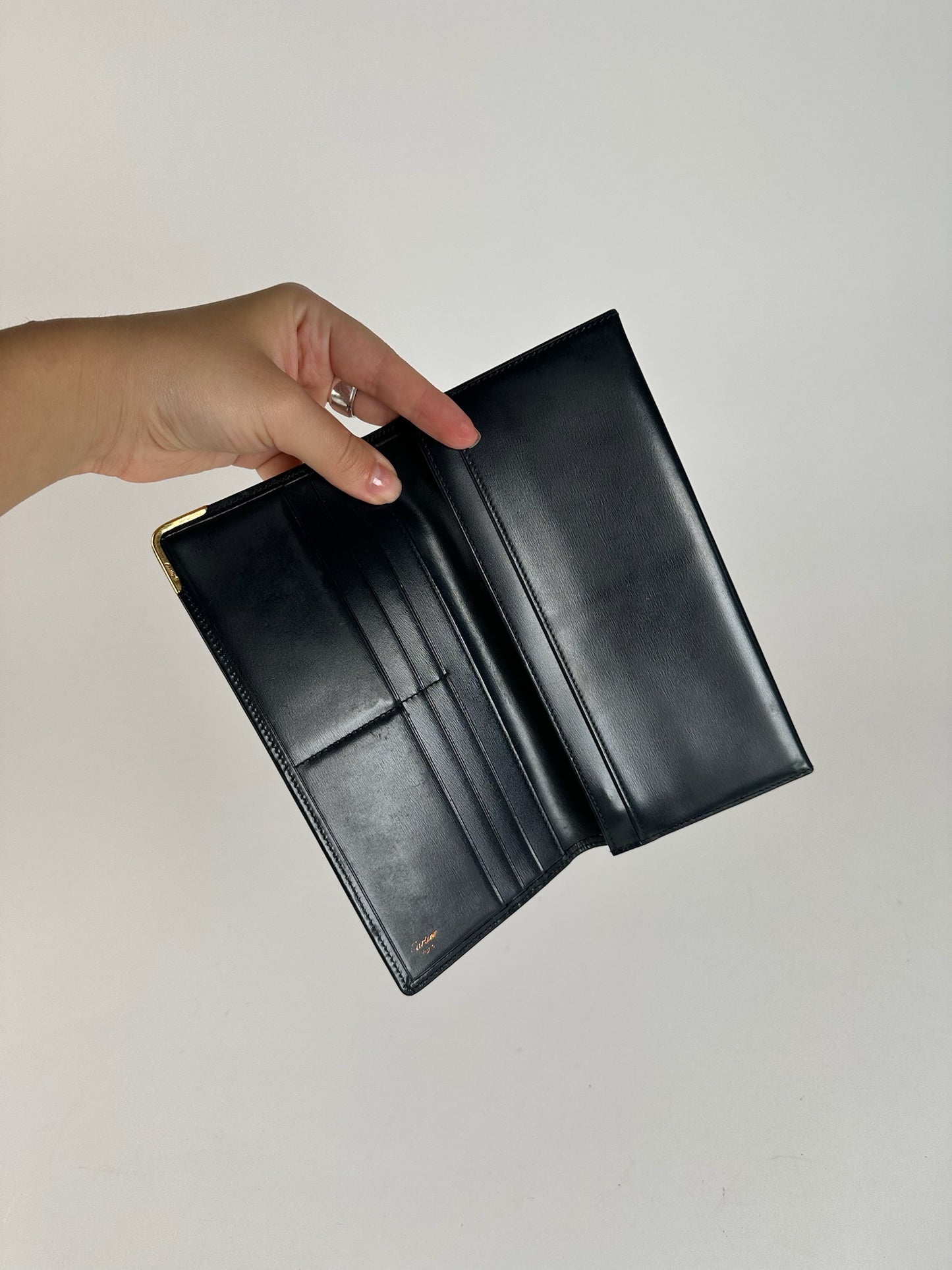 Vintage Cartier Leather ID Holder Navy