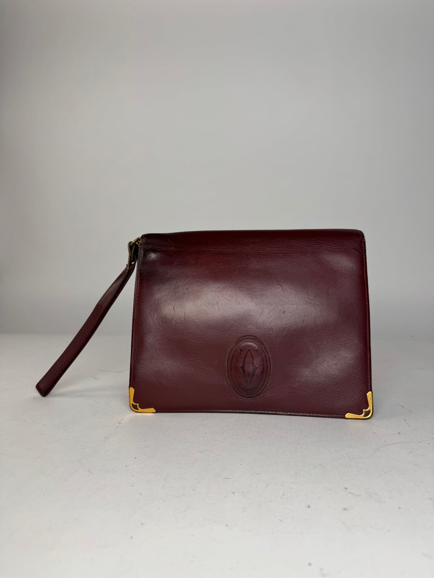 Vintage Cartier Leather Clutch Burgundy
