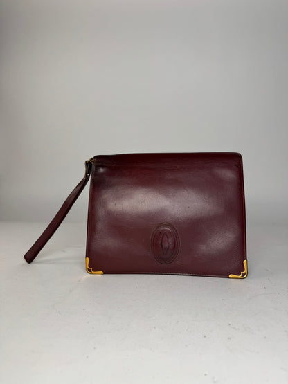 Vintage Cartier Leather Clutch Burgundy
