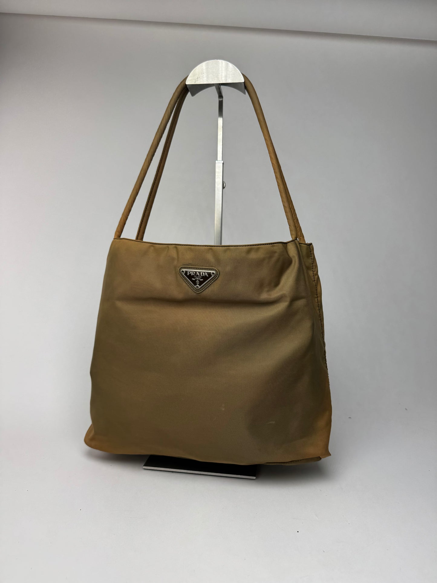 Sac Prada vintage en polyester kaki marron