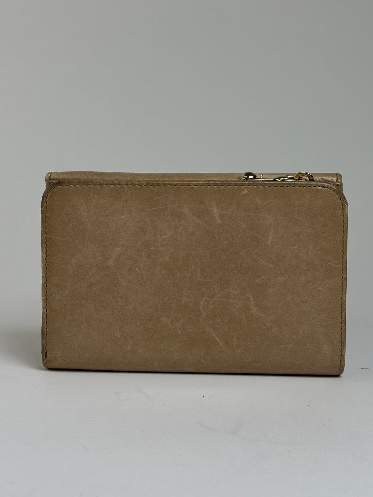 Vintage Salvatore Ferragamo Bifold Wallet Beige Gold