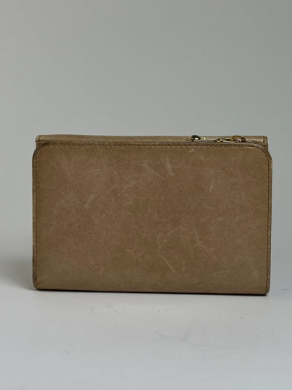 Vintage Salvatore Ferragamo Bifold Wallet Beige Gold