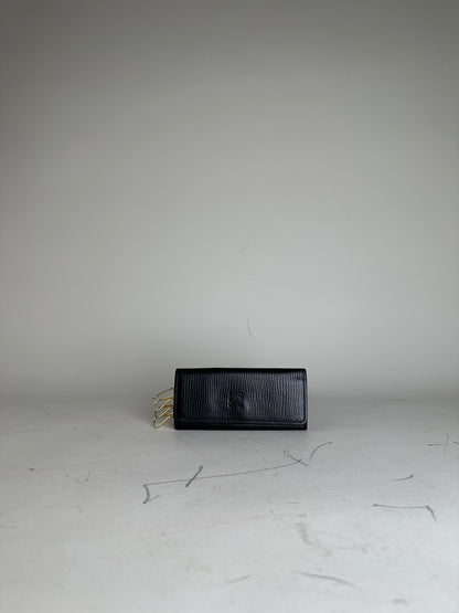 Vintage Loewe Grained Leather Key Holder Black Gold