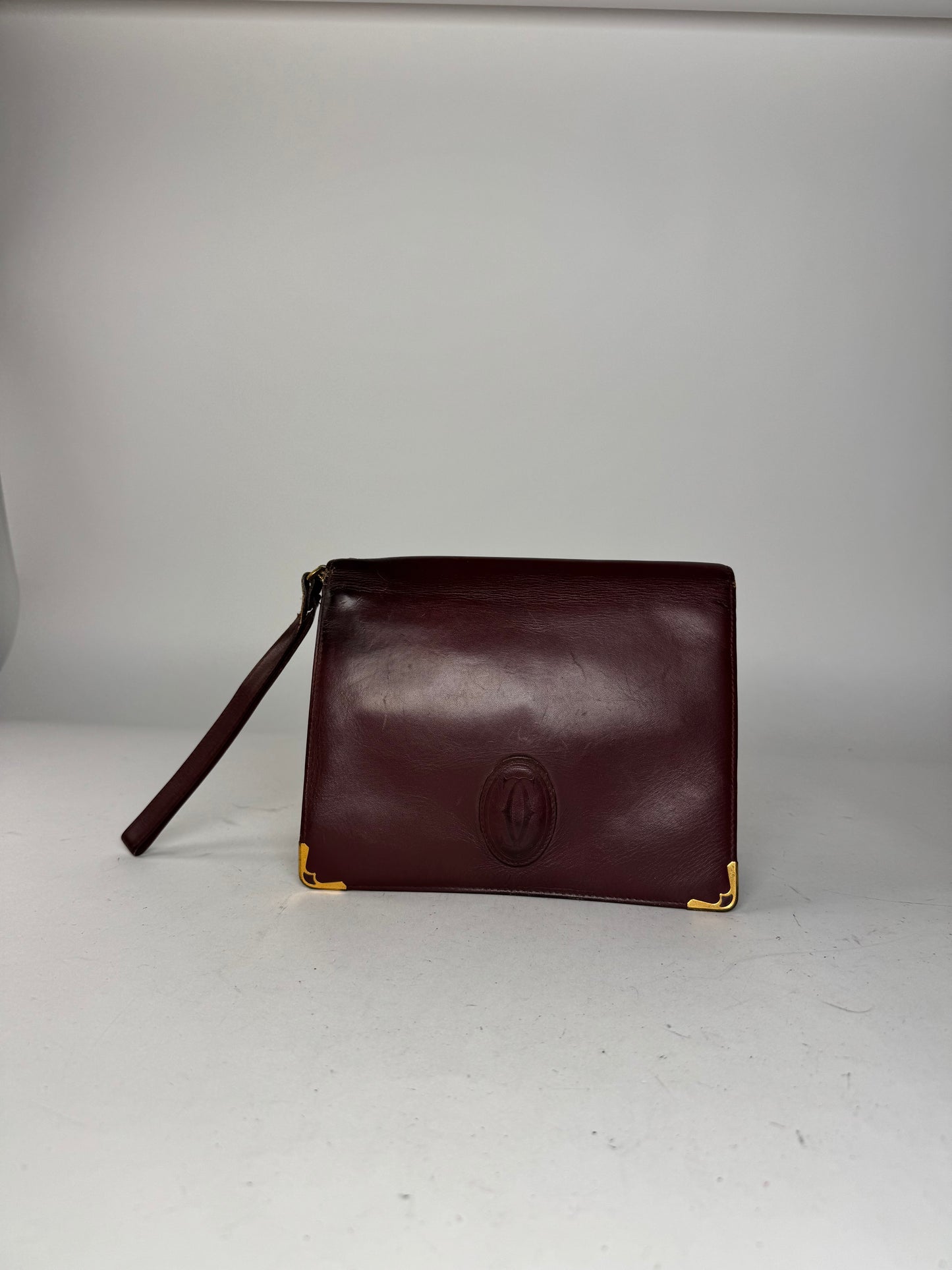 Vintage Cartier Leather Clutch Burgundy