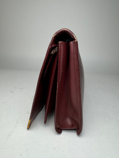 Vintage Cartier Leather Clutch Burgundy