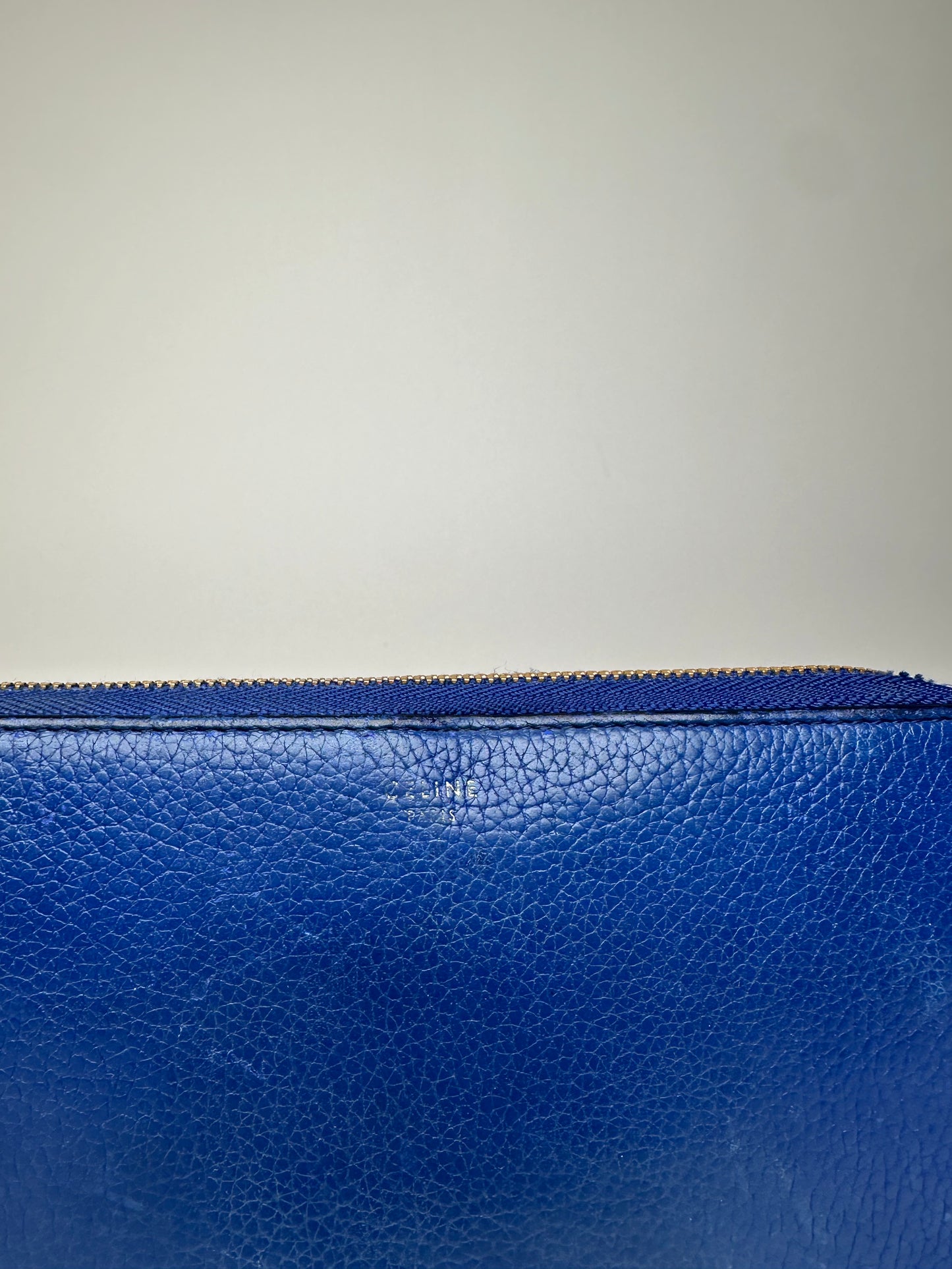 Vintage Celine Paris Zippy Leather Wallet Blue