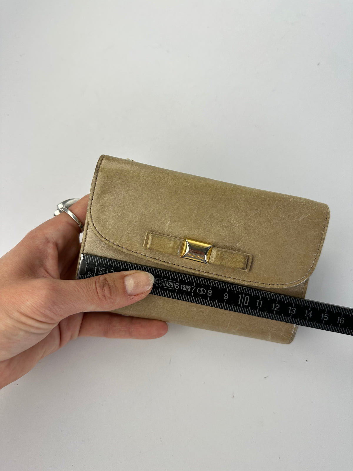 Vintage Salvatore Ferragamo Bifold Wallet Beige Gold