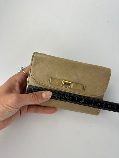 Vintage Salvatore Ferragamo Bifold Wallet Beige Gold